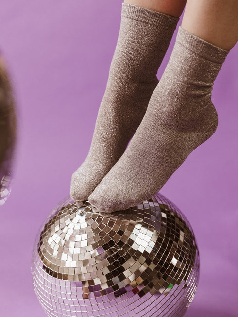 Socks Long Silver Glitter - Grey